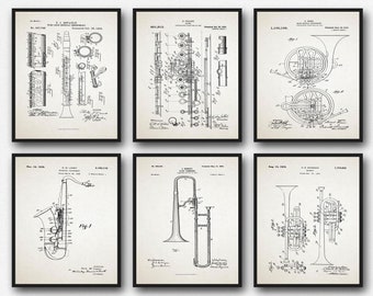 Wind Instrument Inventions Musical Instrument Prints Set of 6