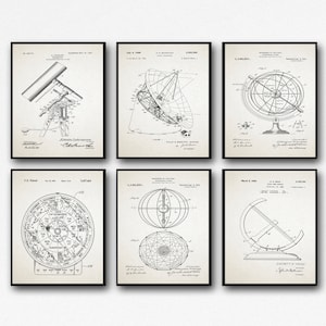 Ensemble d'affiches d'astronomie, gravures de brevets d'astronomie, art mural astronomie, carte des étoiles, affiches de la constellation, art de la constellation, art de l'astronomie WB182