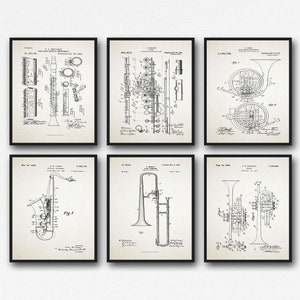 Wind Instrument Inventions Musical Instrument Prints Set of 6 - Poster | Print