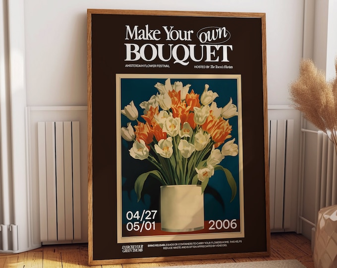 Tulips Floral Prints Wall Art - Amsterdam Flower Festival Wall Poster - Make Your Own Bouquet Wall Decor