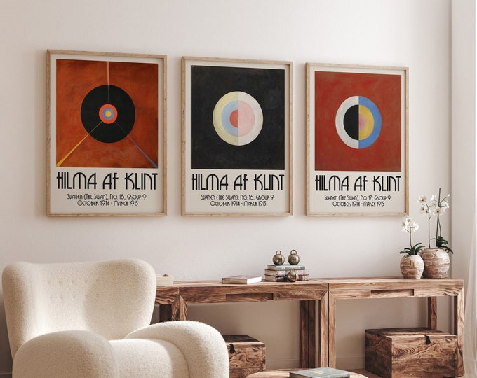 Abstract Mystical Visions: Hilma Af Klint 3-Piece Poster Collection featuring 'Svanen' (The Swan) Beautiful Art Work to enhance your Home