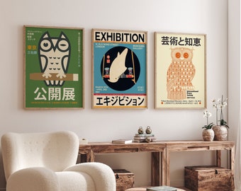 Rare Poster Set of 3 Japanese Art Exhibition Posters - Perfect for Art Collectors and Asian Decor Enthusiasts Japan Exhibition Prints