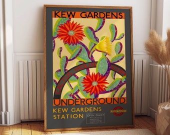 Bring the Blooms Home: Kew Gardens Flower Poster for Cute and Vibrant Floral Decor - Vintage Travel Print Inspired by London Underground