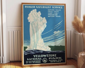 Yellowstone National Park Poster Yellowstone National Park Wyoming 1938 USA Vintage Poster National Park USA Wall Art USA Posters