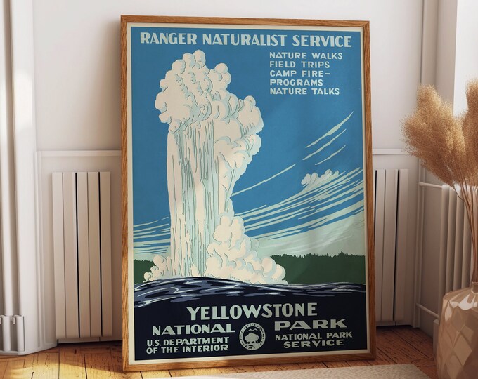 Yellowstone National Park Poster Yellowstone National Park Wyoming 1938 USA Vintage Poster National Park USA Wall Art USA Posters