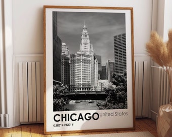 Chicago Travel Poster Chicago Photo Print Chicago Travel Art