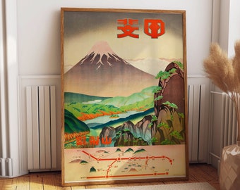 Japanese Wall Art Japan Travel Poster Mount Fuji 1930s Japanese Travel Print Asia Travel Poster (Sizes up to 50cm x 70cm)