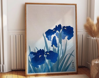 Iris Flowers Japanese Woodblock Patent Prints Woodblock Decor Iris Art Blue Flower Posters Blue Flower Art Blue Posters Blue Theme Blue Art