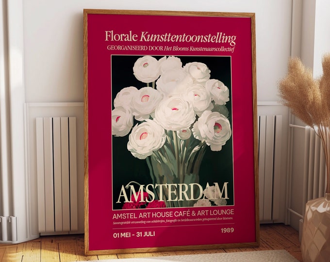 Peonies Flower Wall Art - Amsterdam Floral Art Showcase Exhibition Poster - Elegant Botanical Flower Wall Decor