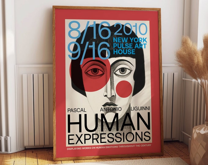 Human Expressions Abstract Wall Art - 2010 New York Pulse Art House Exhibition Poster - Expressive Wall Art for Home and Office Decor