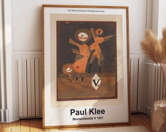 Paul Klee Flower Family V: Vibrant Expression of Nature's Beauty - Art Print Poster for Your Home Colorful Orange Poster Klee's style