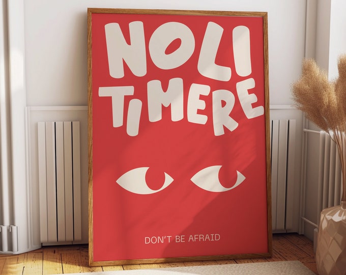 Noli Ti Mere Motivational Retro Wall Poster - 'Don't be Afraid' Bedroom Wall Decor Art - Inspirational Quote Art Print Room Decor Gift Ideas