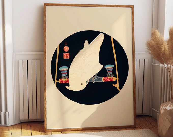 Japanese Graphic Design Art Asian Graphic Wall Art The White Macaw