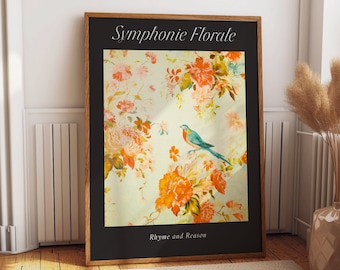 Bird and Floral Inspirational Wall Poster - Elegant German Floral Wall Art for Timeless Home Decor