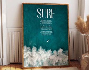 Surf Art Print - Captivating Ocean Waves Poster - Inspiring Surfing Scene Wall Art for Coastal Decor Enthusiasts