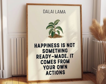 Happiness from Within: Dalai Lama Happiness Quote Wall Art Posters - Motivational Bedroom Decor, Cute Gift Poster for Him or Her