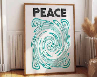 Peace Abstract Wall Art Poster - Calming Home, Bedroom, and Office Decor - Tranquil Serenity Modern Wall Decor