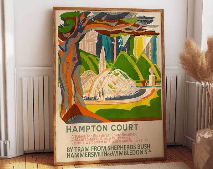 Vintage Delight: Colorful Hampton Court Art Print for a Timeless Home Decor Colorful Wall Decor to enhance your Home Decor