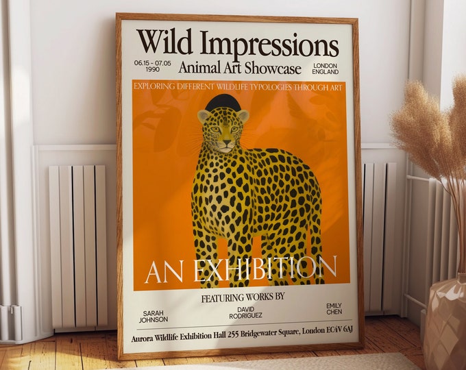 Cheetah Wall Art - 1990 London Wildlife Exhibition Poster and Canvas Print - Vintage Animal Art Home and Office Wall Decor