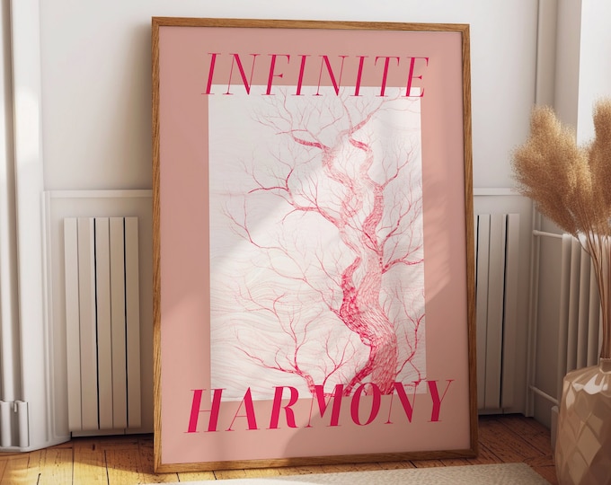 Infinite Harmony Inspirational Wall Art - Pink-Themed Abstract Decor for Inspirational Quotes Room Decor