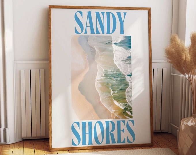 Beach Shoreline Poster - 'Sandy Shores' - Refreshing Coastal Wall Art Perfect for Relaxing Home Decor