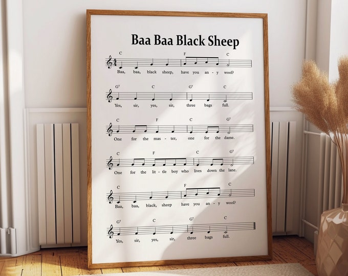 Baa Baa Black Sheep Nursery Rhyme Music Sheet