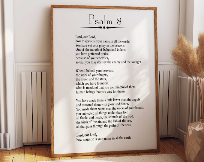 Psalm 8 Print Psalm Poster Bible Poster Bible Wall Art Christian Poster