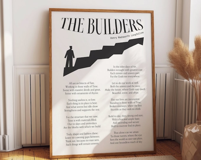 The Builders: Inspire Your Space with Henry Wadsworth Longfellow's Motivational Poem Wall Poster - Perfect Office Wall Decor and Ideal Gift