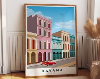 Havana Cuba Travel Poster Modern Travel Print Cuba - Poster Print or Canvas