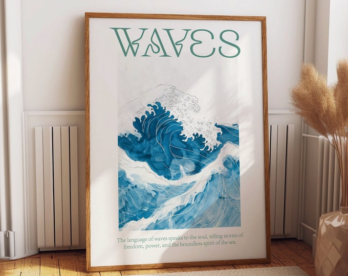 Ocean Waves Poster - Majestic Sea Power Art Print - Coastal Serenity Wall Decor for Ocean Lovers and Home Interiors