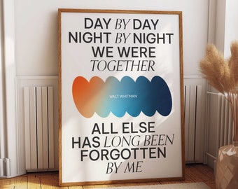 Whitman Love Quote: Forever Together Inspirational Wall Art, Positive Affirmation Room Decor & Bedroom Wall Poster, Gift for Lovers