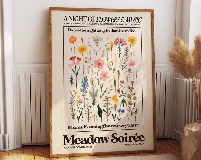 Floral Blossom Wall Decor - A Night of Flowers & Music Exhibition Wall Art - Meadow Flower Botanical Poster