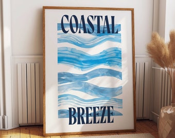 Coastal Breeze Poster – Refreshing Blue Wave Art Print – Serene Ocean-Inspired Wall Decor