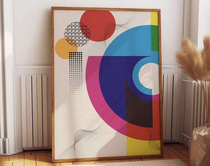 Abstract Circles Poster Modern Abstract Poster With Japanese Influence