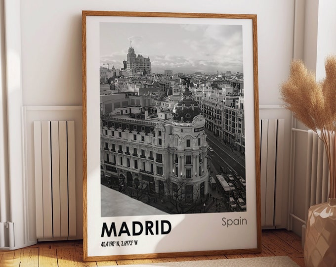 Madrid Black and White Travel Poster Madrid Photo Print