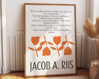 Stonecutter Inspiration Quote Wall Art: Jacob A. Riis Motivational Wall Art Poster, Modern Home Decor and Room Decor Gift for Home Office