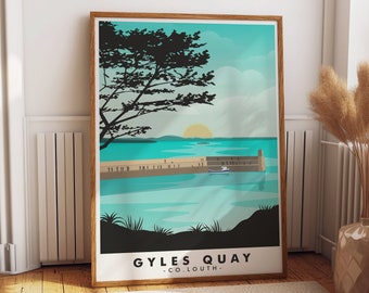 Modern Travel Poster for Gyles Quay Co Louth - Poster Print or Canvas