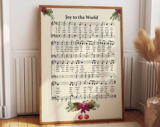 Christmas Music Wall Art Joy to the World Hymn Music Sheet