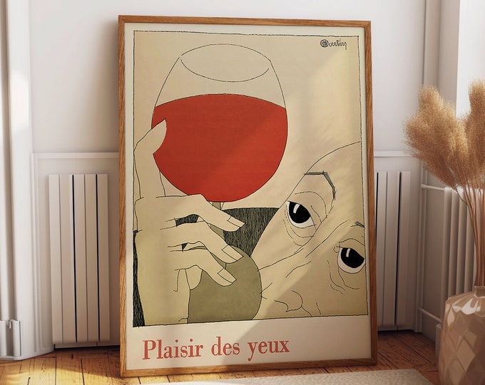 French Wine Poster Vintage French Wine Illustration Decor Bistro Decor Wine Wall Art Elevate your Wine Experience with this Print