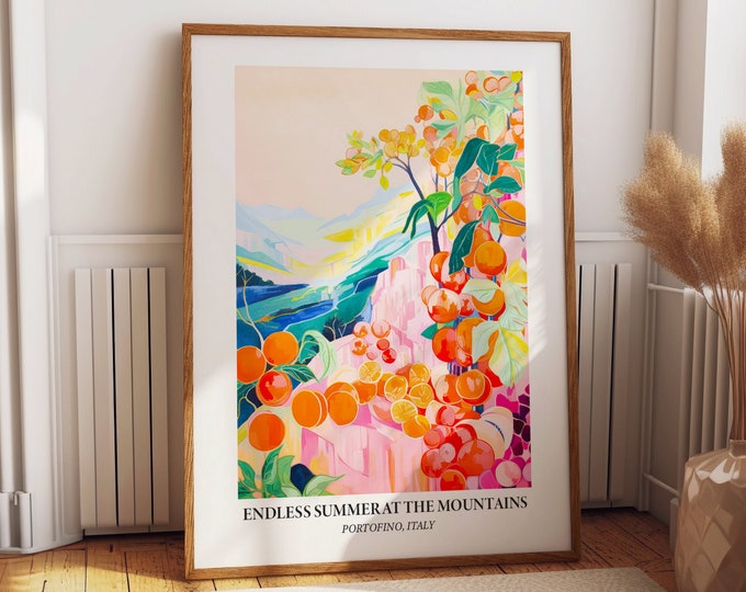 Orange Grove Poster - Portofino Summer Citrus Art - Italian Riviera Inspired Wall Art for a Sunny Home Aesthetic