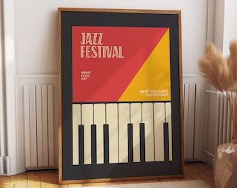 Colorful Piano Jazz Festival Poster - Vibrant Music Room Print - Perfect Wall Art for Jazz Enthusiasts and Music Lovers School Music Room