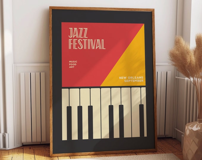 Colorful Piano Jazz Festival Poster - Vibrant Music Room Print - Perfect Wall Art for Jazz Enthusiasts and Music Lovers School Music Room