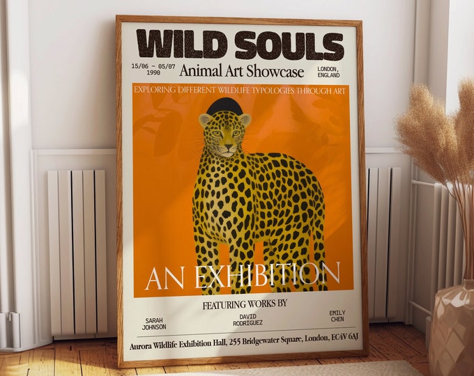 Cheetah Wall Art - 1990 London Wildlife Exhibition Poster and Canvas Print - Vintage Inspirational Animal Art Home and Office Wall Decor