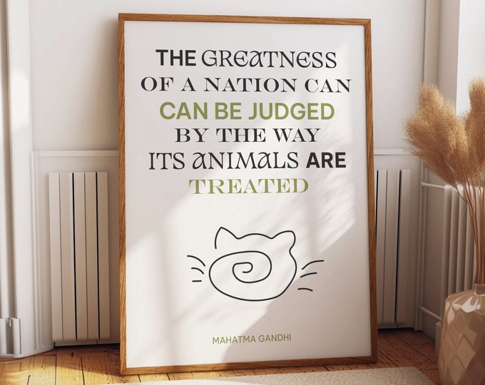Inspirational Quote Wall Decor - "The greatness of a nation" Gandhi Quote Art, Modern Decor & Inspirational Gift Art Wall Poster