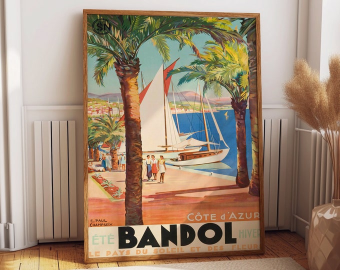 French Travel Posters French Wall Decor Bandol Poster Summer Posters