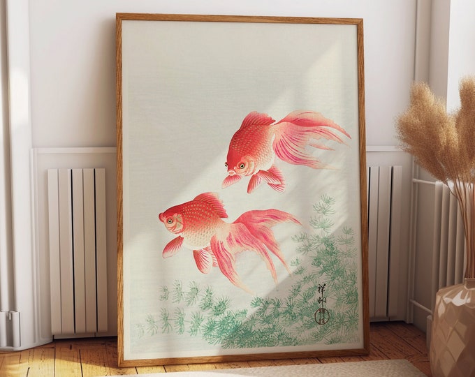 Goldfish Poster Decor Japanese Fish Decor Peach Wall Art China Goldfish Japanese Fish Wall Decor for Home Captivating Goldfish Wall Art