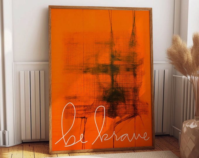 Orange Inspirational Wall Art Poster - Positive Mindset Orange Themed Bedroom Decor - Motivational Abstract Wall Decor