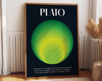 Plato's Philosophy Art : Excellence Is a Skill, Not a Gift - Inspirational Wall Art & Positive Affirmation Home Decor