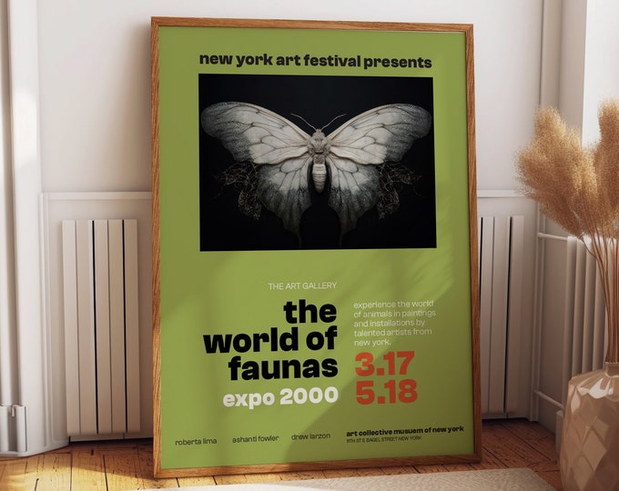 New York Art Festival Butterfly Poster - The World of Faunas Expo 2000 - Animal Art Gallery Exhibition Print