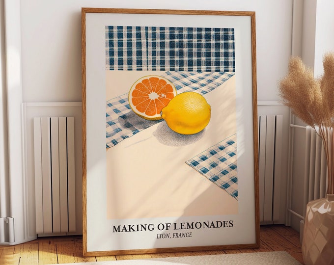 Lemonades Wall Art Print - Making of Lemonades, Lyon France Travel Art Poster - French Artwork Home Gallery Kitchen Wall Decor